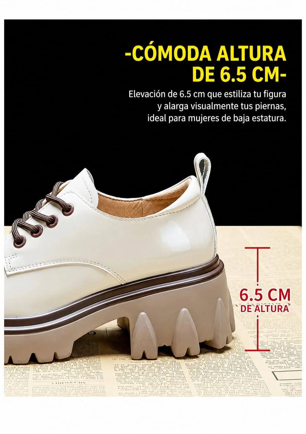 👑Zapato Oxford Glam Step con suela tractor ultra cómoda💋