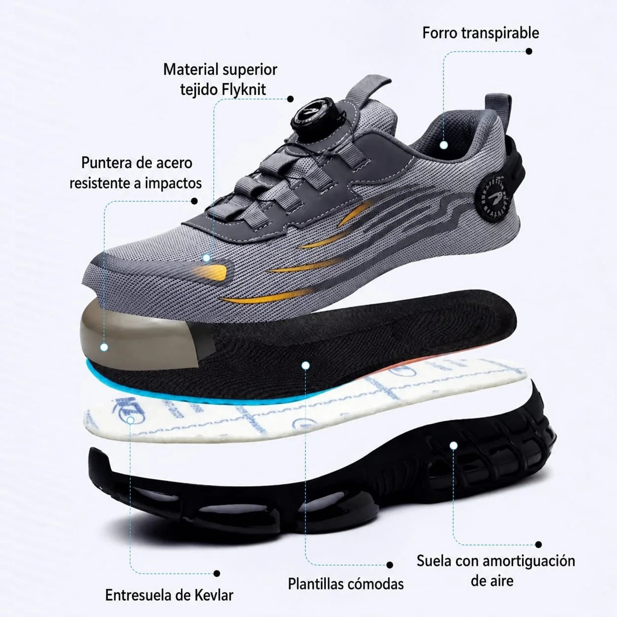 🔥ZAPATO PUNTA DE ACERO PARA TRABAJOS FUERTES🧔‍♂️